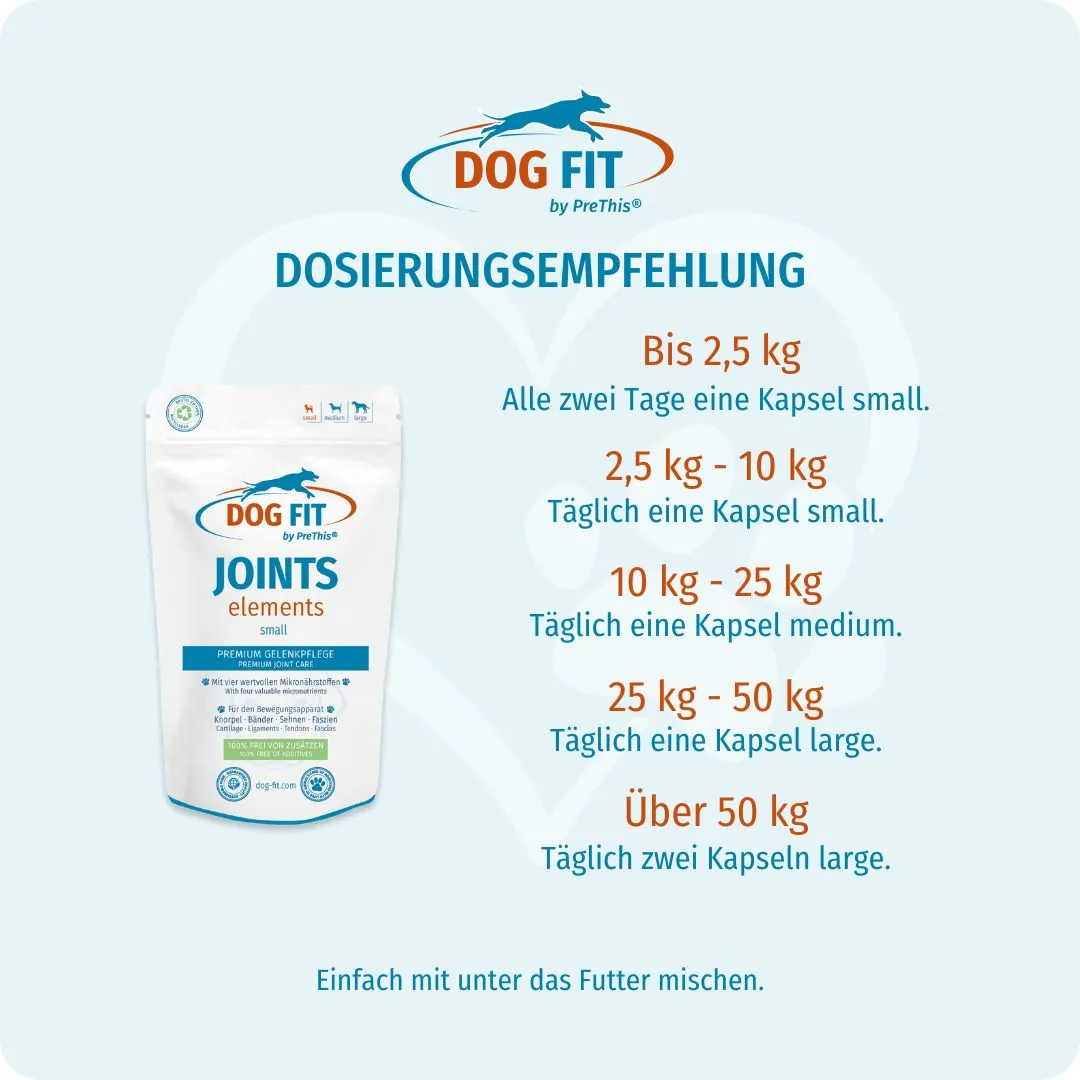 DOG FIT by PreThis® – Dosierungsempfehlung JOINTS elements small
