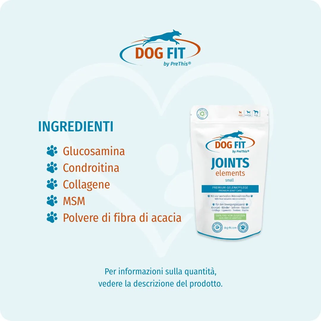 DOG FIT by PreThis® JOINTS elements small – Ingredienti e sostanze nutritive