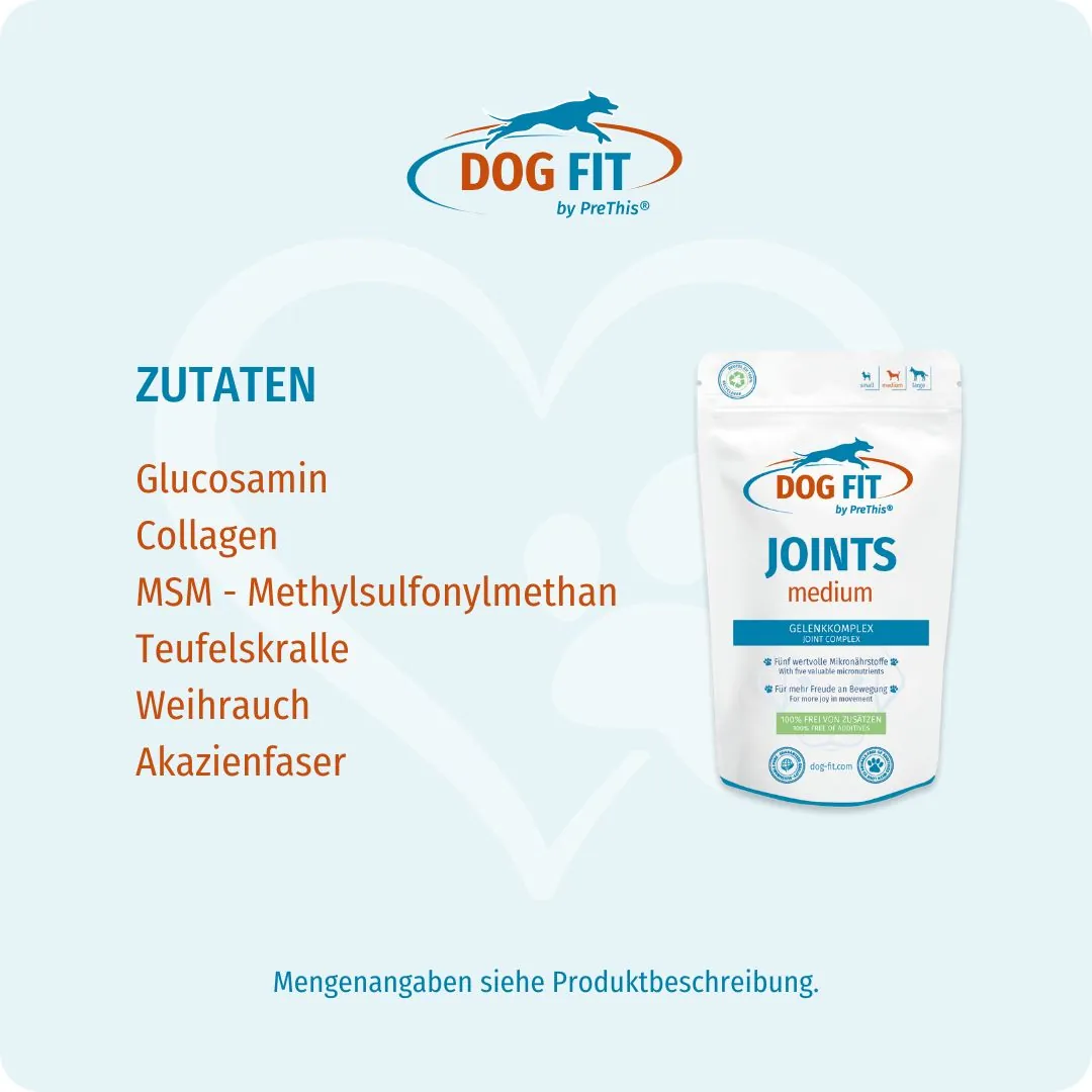 DOG FIT by PreThis® JOINTS medium – Zutaten und Nährstoffe