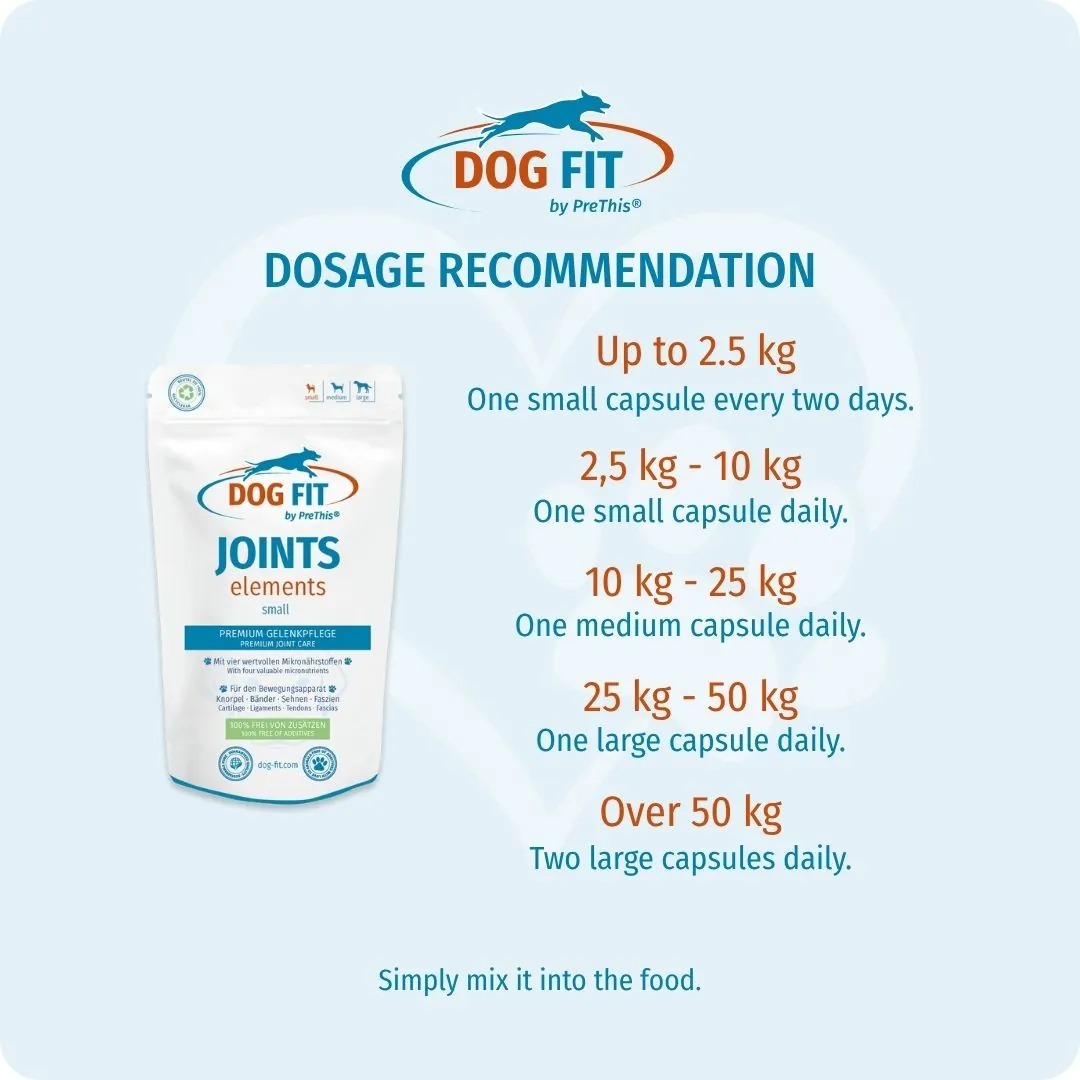 DOG FIT by PreThis® – Dosage recommendation JOINTS elements small