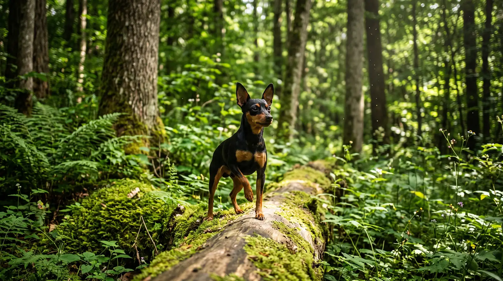 Zwergpinscher im Wald