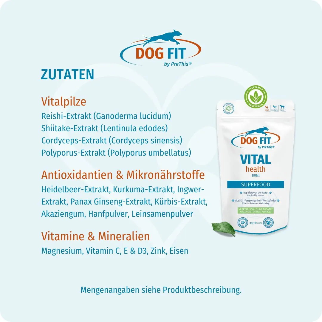 DOG FIT by PreThis® VITAL health small – Zutaten und Nährstoffe