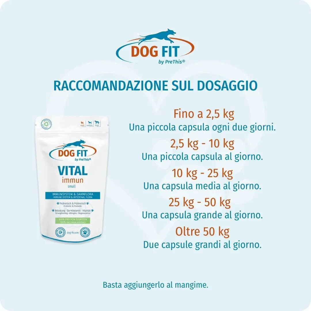 DOG FIT by PreThis® VITAL immun small – Dosaggio consigliato in base al peso