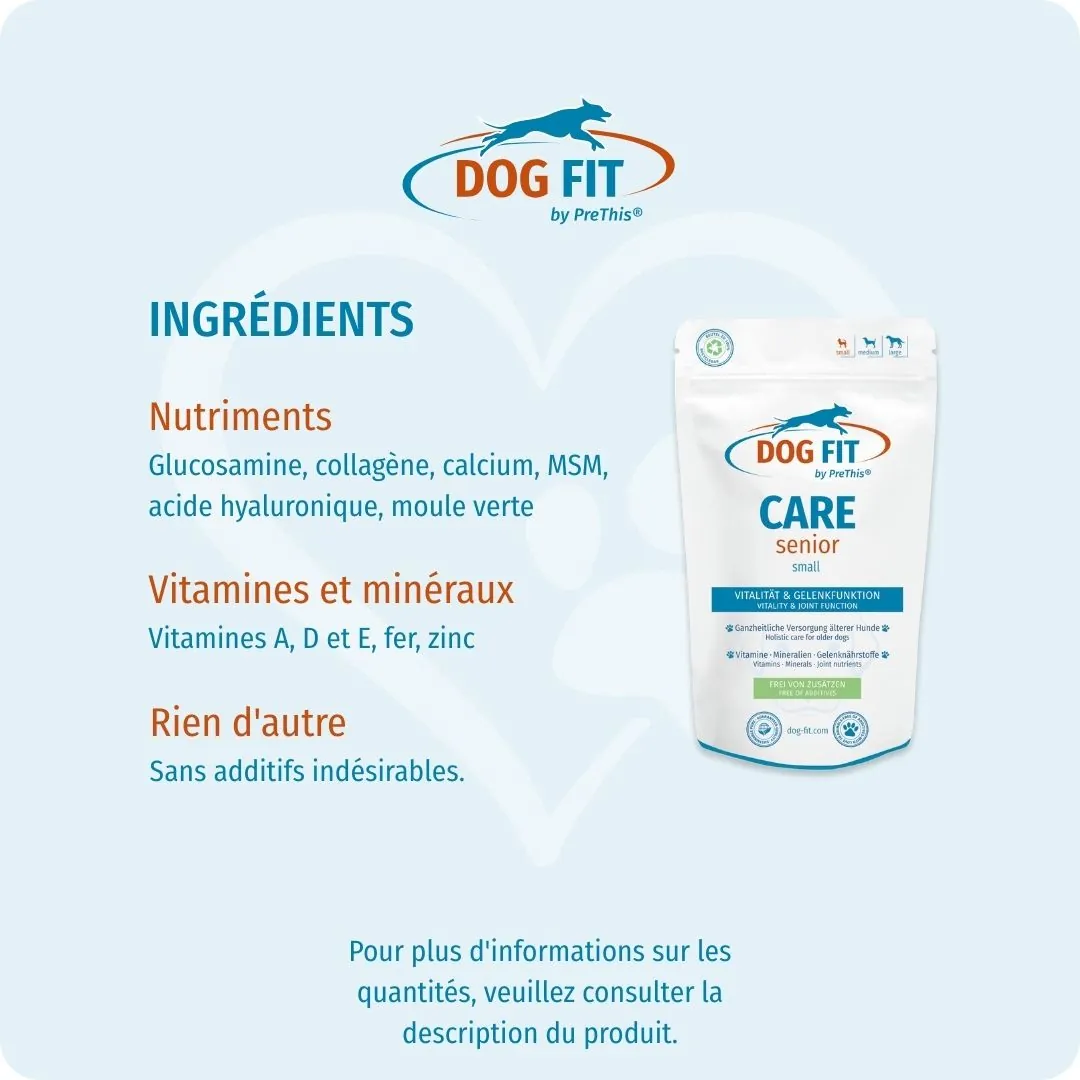 DOG FIT by PreThis® CARE senior small – Ingrédients et nutriments