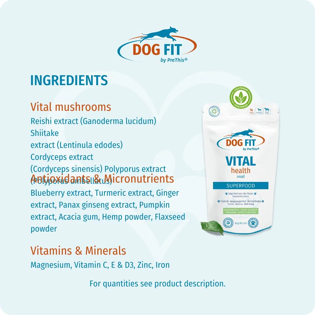 DOG FIT by PreThis® VITAL health small – Ingredients and nutrients