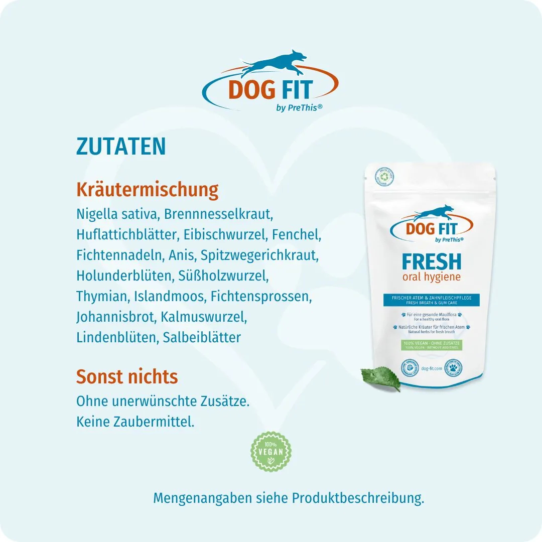 DOG FIT by PreThis® FRESH oral hygiene – Zutaten und Nährstoffe
