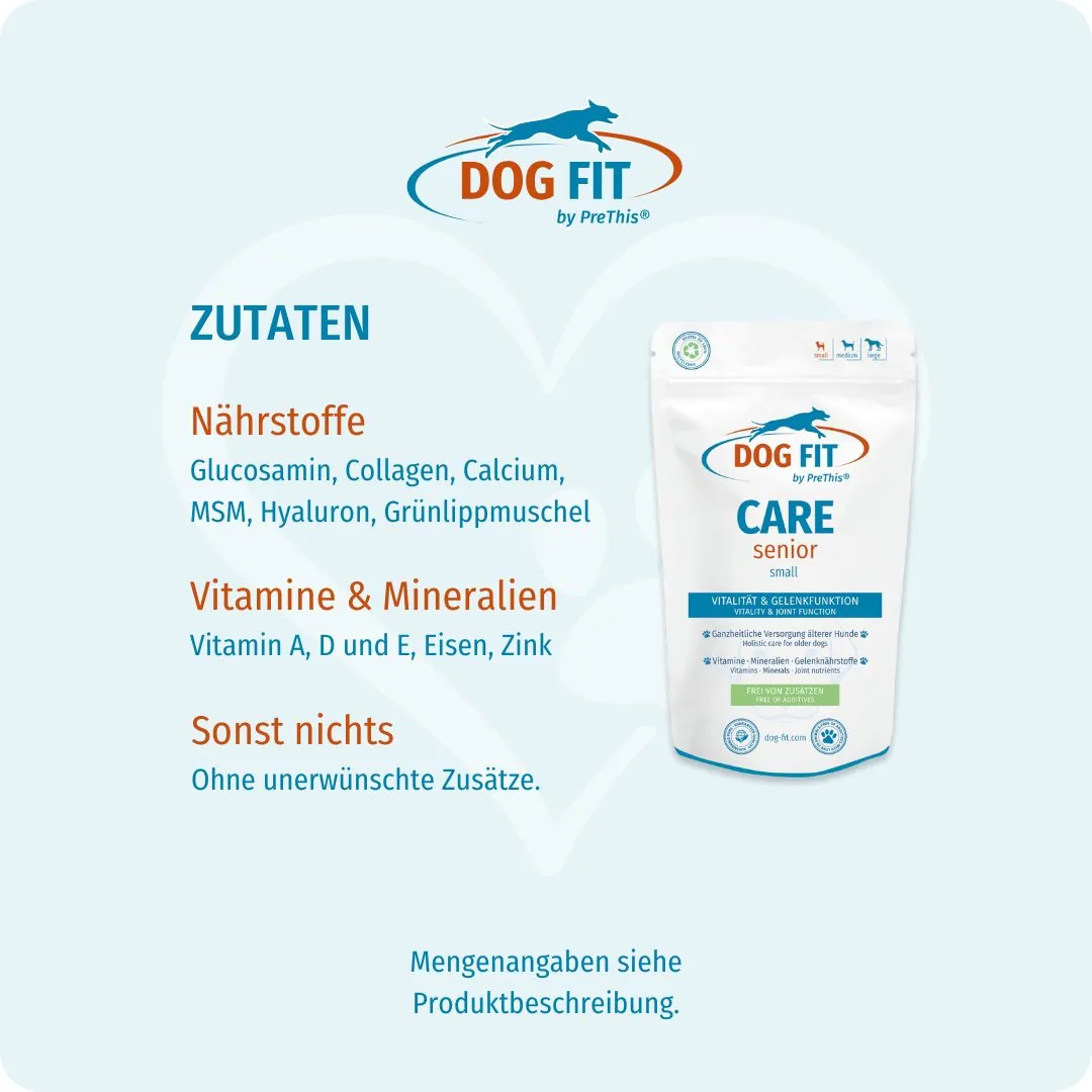 DOG FIT by PreThis® CARE senior small – Zutaten und Nährstoffe