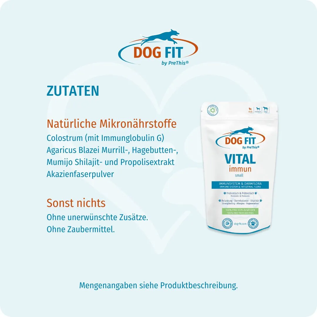 DOG FIT by PreThis® VITAL immun small – Zutaten und Nährstoffe