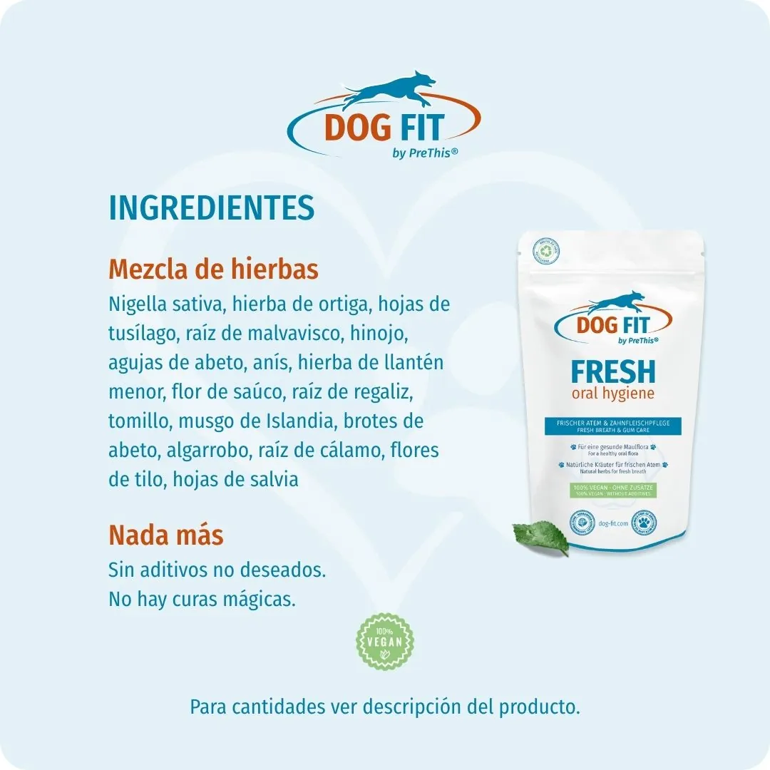 DOG FIT by PreThis® FRESH oral hygiene – Ingredientes y nutrientes